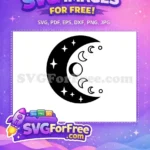 Free Crescent Moon Stars Silhouette Free Moon Phases Outline Boho Free SVG - Instant Download