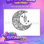 Free Crystal Crescent Moon Free Geometric Crystals Boho Silhouette Free SVG - Instant Download