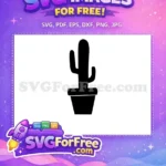 Free Black Saguaro Cactus Free Boho Potted Plant Silhouette Design Free SVG - Instant Download