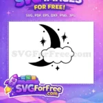 Free Crescent Moon Silhouette Free Night Sky Stars Boho Celestial Free SVG - Instant Download