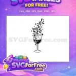 Free Boho Wine Glass Free Sparkling Stars Vine Celestial Design Free SVG - Instant Download