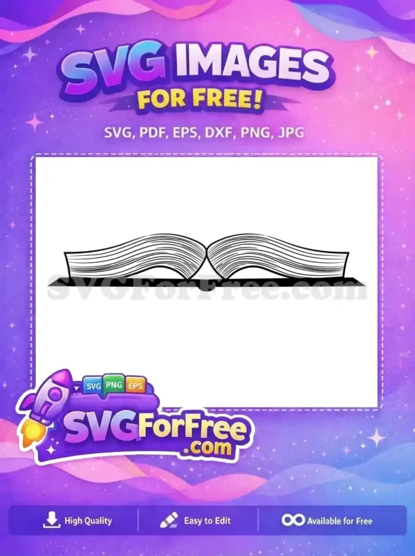 A free open book SVG design, featuring stylized wavy pages and a solid base, ideal for various creative projects. Download this free vector.