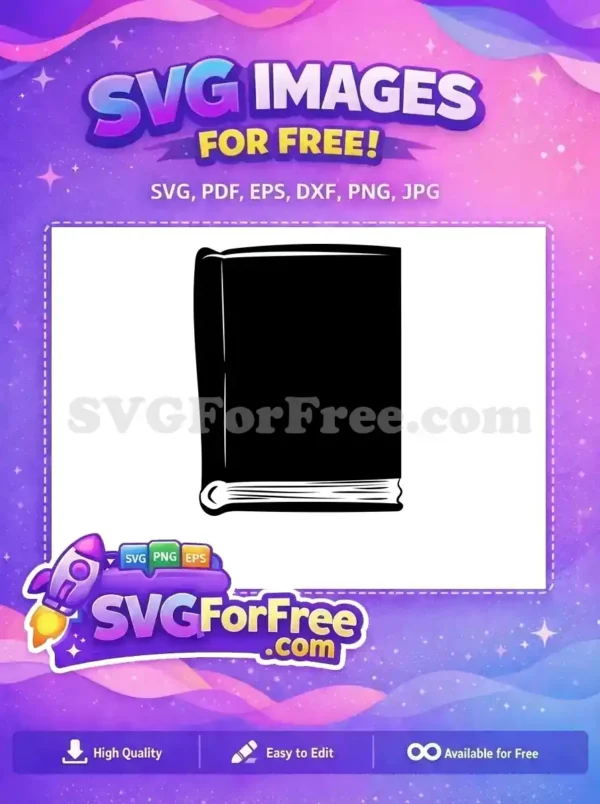 A free, elegant black silhouette of a closed book, ideal for various projects. This versatile free design is ready for download.