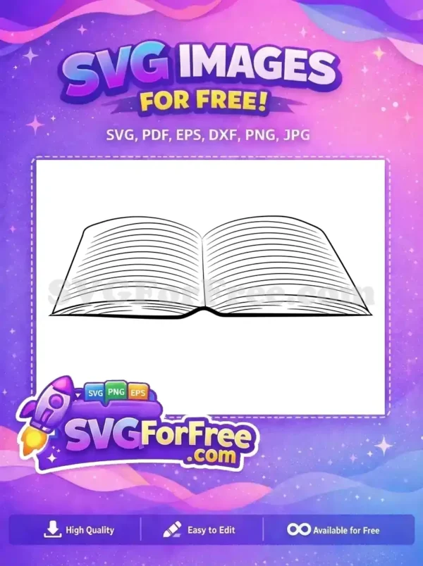 A free design showcasing an open book with blank pages, perfect for adding your own text or decorative elements easily.