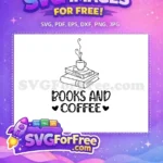 Free Stacked Books and Coffee Cup Free Bookworm Quote Silhouette Design Free SVG - Instant Download