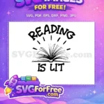 Free Reading Is Lit Quote Free Open Book Silhouette Bookworm Free SVG - Instant Download