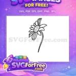 Free Sunflower Outline Free Simple Doodle Botanical Leaves Free SVG - Instant Download