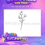Free Minimalist Black Flowers Free Delicate Botanical Leaves Branch Free SVG - Instant Download