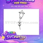 Free Simple Bellflower Outline Free Botanical Leaves on Stem Line Art Free SVG - Instant Download