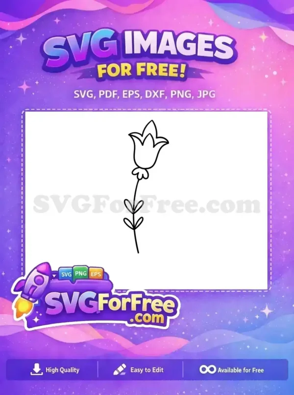 A simple, elegant black outline drawing of a free bellflower SVG, perfect for various creative projects. Enhance your free design collection today!