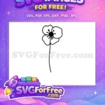 Free Minimalist Anemone Flower Free Delicate Petals Stem Botanical Leaves Free SVG - Instant Download