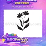 Free Black Silhouette Free Botanical Leaves Wildflower Illustration Free SVG - Instant Download