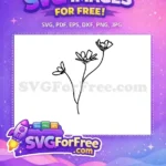 Free Delicate Wildflower Stems Free Simple Line Art Drawing Botanical Leaves Free SVG - Instant Download