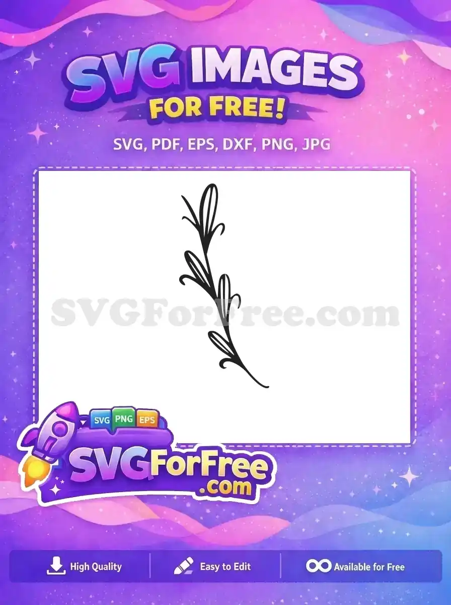 A beautiful free SVG elegant black line art leaf branch, ideal for various crafts and digital designs. Download this free nature-inspired vector.