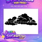 Free Black Silhouette Cloud Free Japanese Anime Style Art Free SVG - Instant Download