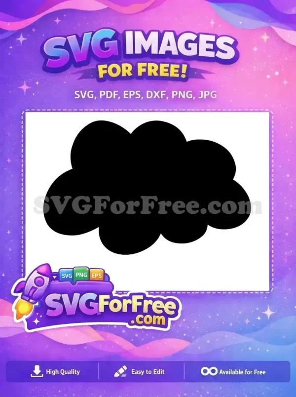 A free versatile black cloud or speech bubble shape SVG, ideal for various design projects and crafting needs.