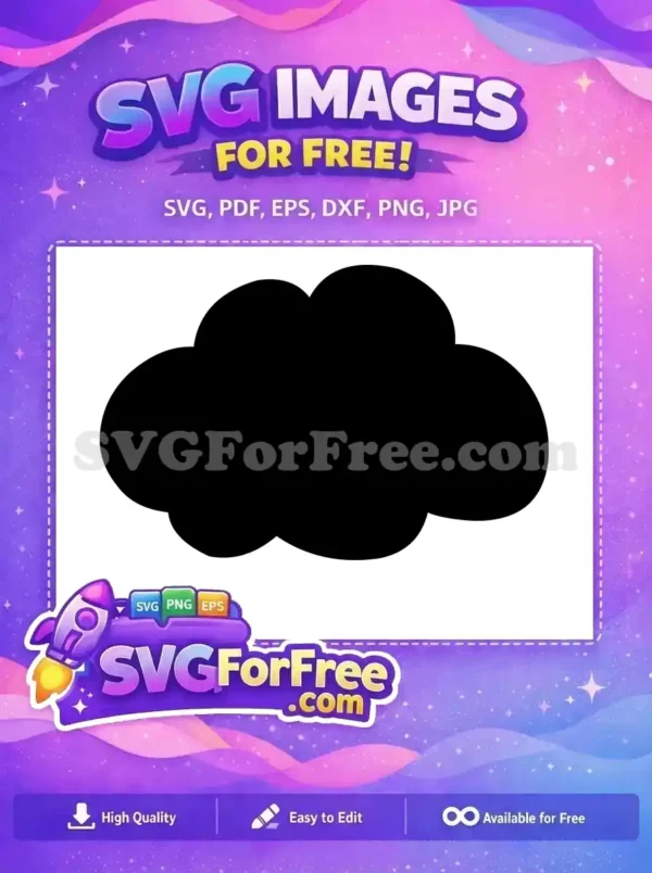 A free, simple black cloud silhouette vector, ideal for various design projects. This versatile free graphic offers clean lines.
