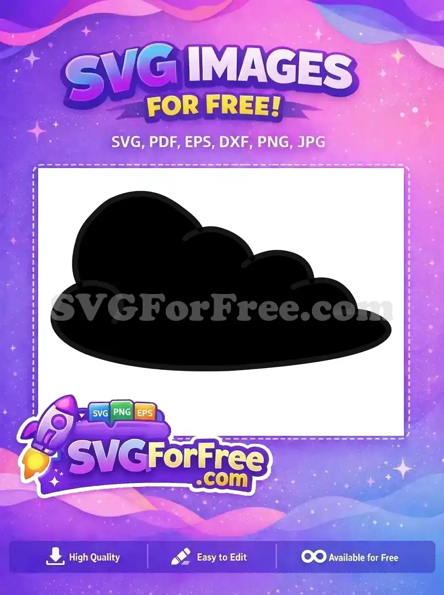 A free, minimalist black cloud shape, perfect for various digital design projects. This versatile free SVG is readily available.