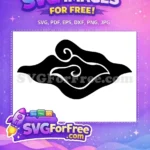 Free Black Silhouette Swirly Cloud Free Curvy Wind Gust Akatsuki Cloud Free SVG - Instant Download