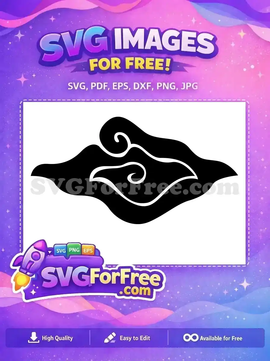 A free stylish black and white abstract cloud motif, featuring graceful swirls and organic flowing lines. Download this free vector design now!