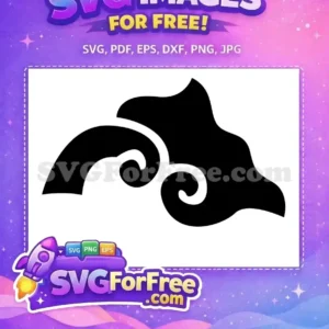 A free, flowing black abstract design resembling stylized waves or clouds, featuring elegant spirals. This free SVG offers versatile use for various creative projects.
