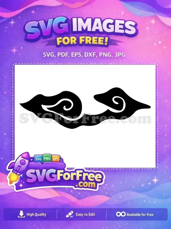 A free flowing black abstract design with two symmetrical swirls, a fantastic free vector art for diverse uses.