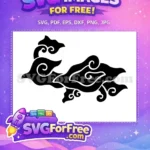 Free Number 1 Black Silhouette Free Japanese Style Cloud Anime Free SVG - Instant Download