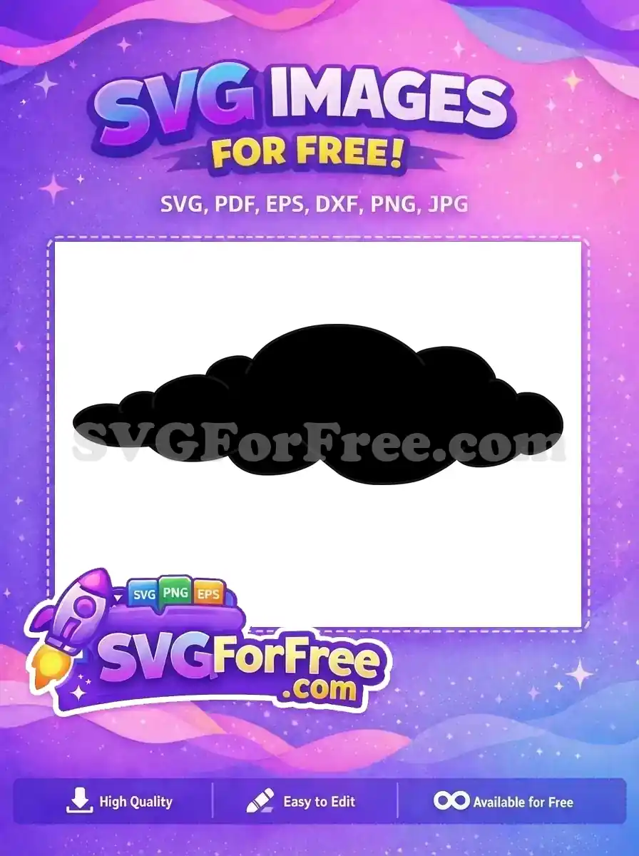 A free, minimalist black cloud SVG icon, ideal for web, print, and craft projects. Simple and easily customizable graphic.