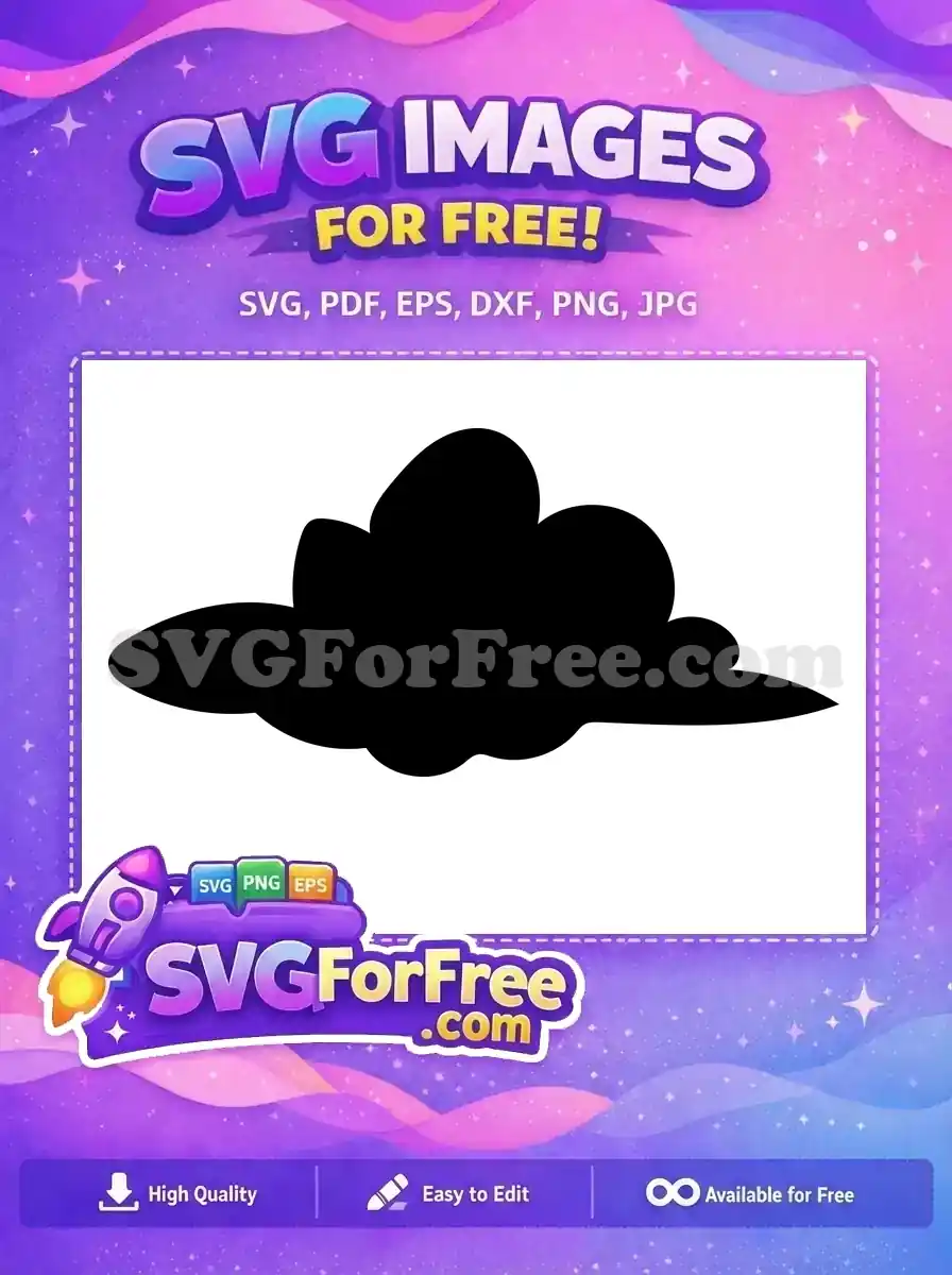 A free, stylized black cloud silhouette, offering a versatile design element for crafting and digital projects. Grab this free SVG now!