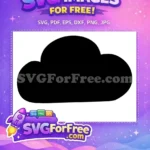 Free Black Silhouette Cloud Free Fluffy Weather Symbol Simple Free SVG - Instant Download