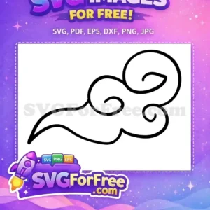 Free Elegant Swirl Cloud SVG Design – Artistic Vector A free elegant black outline of a stylized cloud, with intricate swirls, ideal for diverse creative projects. Download now!