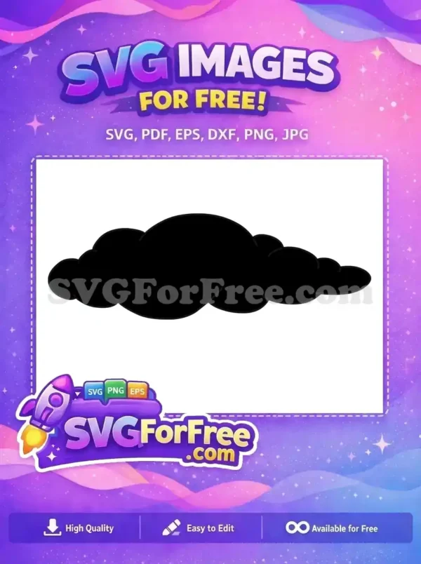 A simple, free design featuring a black cloud silhouette. This versatile free SVG is ideal for various creative projects.