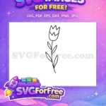 Free Hand-Drawn Tulip Outline Free Minimalist Botanical Leaves Line Art Free SVG - Instant Download
