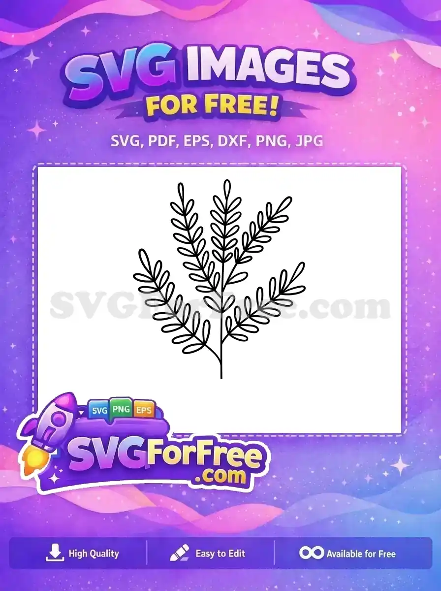 A free design featuring a simple, elegant outline of a leafy botanical branch, perfect for various crafts.