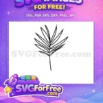 Free Hand-drawn Palm Leaf Free Simple Line Art Botanical Leaves Free SVG - Instant Download