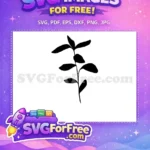 Free Black Botanical Leaves Free Simple Plant Stem Silhouette Free SVG - Instant Download
