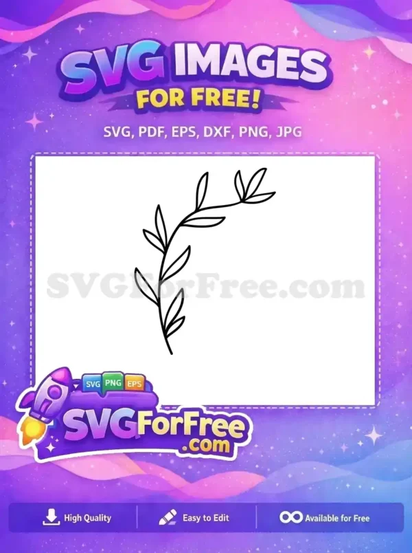 A free minimalist line art illustration of a leafy branch, ideal for various design projects. Grab this free design now!