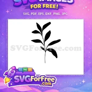 A free, elegant black silhouette of a plant stem with multiple leaves, ideal for various design projects. Download this free SVG now!