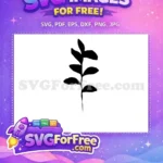 Free Botanical Leaves Silhouette Free Simple Plant Stem Free SVG - Instant Download