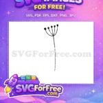 Free Minimalist Black Stem Free Round Head Flowers Botanical Leaves Free SVG - Instant Download