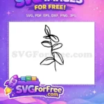 Free Botanical Leaves Outline Free Hand Drawn Stem Plant Free SVG - Instant Download