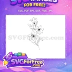 Free Lily Flowers Outline Free Botanical Leaves Elegant Floral Design Free SVG - Instant Download