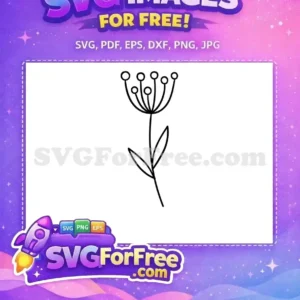 A simple, elegant outline drawing of a free botanical plant with an umbel-like flower head. Perfect free nature art.