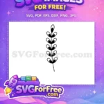 Free Black Botanical Stem Free Bold Outline Leaves Botanical Leaves Free SVG - Instant Download