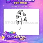 Free Ginkgo Biloba Line Art Free Botanical Leaves Minimalist Design Free SVG - Instant Download
