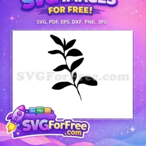A free minimalist black silhouette of a leafy plant stem, ideal for nature-themed designs. Grab this free vector art!