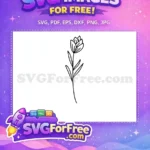Free Botanical Rose Outline Free Minimalist Leaves Line Art Free SVG - Instant Download