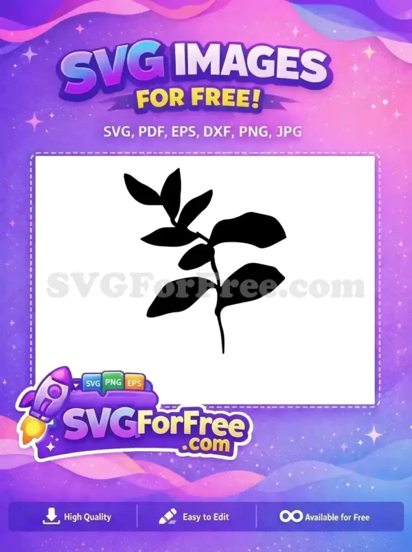 Free Plant Silhouette: Natural Elegance for Your Designs Free black plant silhouette: a stem with leaves. Perfect for natural designs. Download this versatile free SVG today!