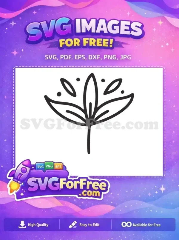Free Organic Plant SVG Design – Simple & Versatile Vector Art A free minimalist outline SVG of a stylized plant with leaves and decorative dots, perfect for natural design projects. Download this free graphic now!