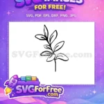 Free Simple Leaf Outline Free Hand-Drawn Stem Botanical Leaves Free SVG - Instant Download